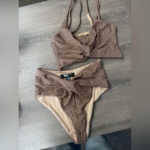 Beach Riot Shimmering Brown Bikini Set